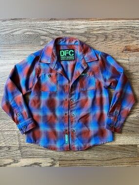 Dixxon Youth Division Plaid Flannel Long Sleeve Shirt Small 6/7